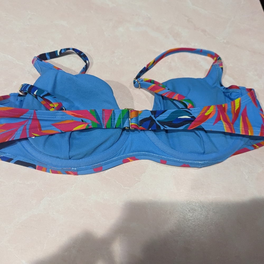 Tabitha Brown Tropical Leopard Print Underwire Bikini Top sz L - Picture 8 of 9